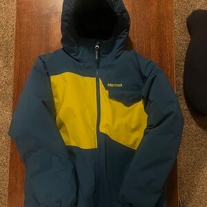 Marmot Blue and Yellow Hooded Jacket